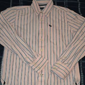 Abercrombie & Fitch Pink Shirt with Blue Stripes